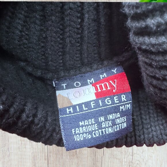 Vintage Tommy Hilfiger 90s Navy Red “H” Logo Turtleneck Sweater Size L - Picture 2 of 3